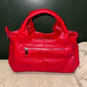 Red Leather Boho Handbag / Crossbody